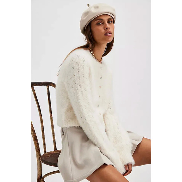 Free People Celeste Brushed Knit Cardigan Sweater Ivory - Picture 5 of 5